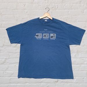 Y2K Banff Canada Triathlon Nature Navy Blue T-shirt Heavyweight Alstyle Size XL